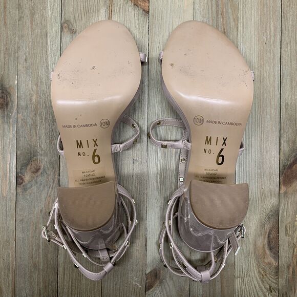 DSW MIX NO. 6® Kamari Studded Tan Gold Chunky Heel Cage Sandal in Size 10 US - Picture 5 of 8